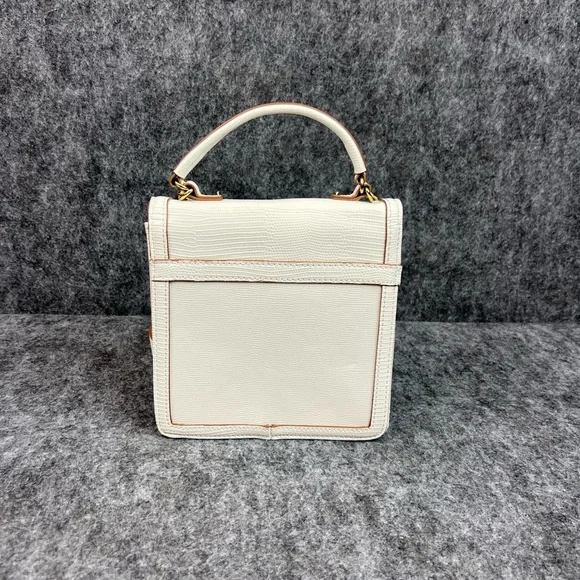 Neiman Marcus Cream Crossbody Bag with Gold Accents Small Leather - Picture 5 of 10